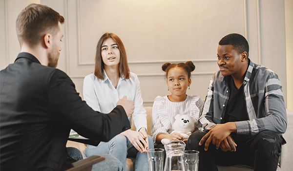 Family of 3 in counseling session